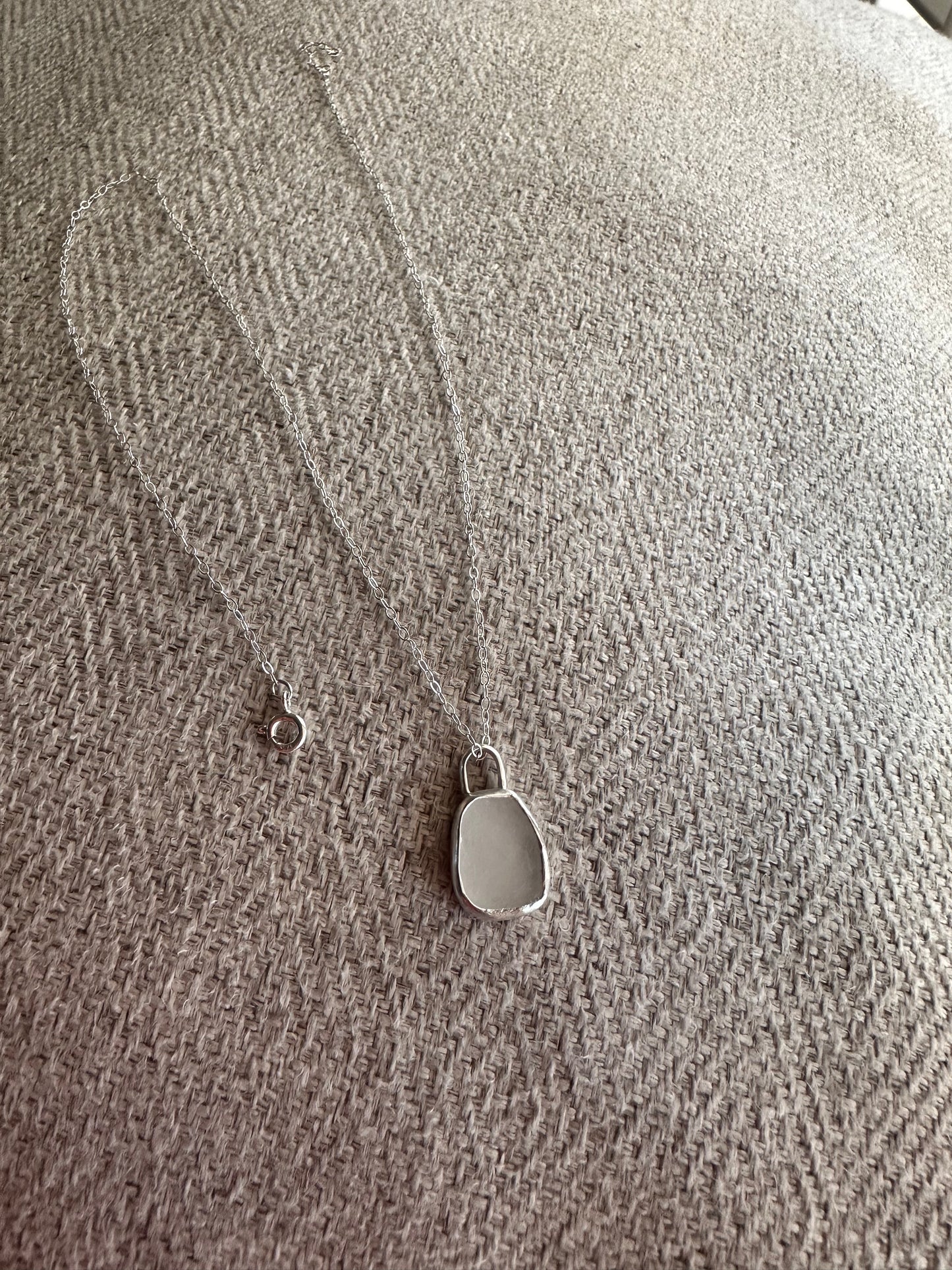 White Seaglass pendant- (chain not included)
