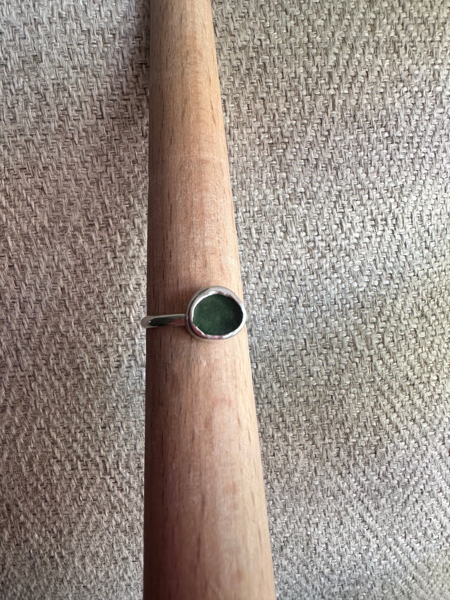 Dark Green Sea Glass Ring