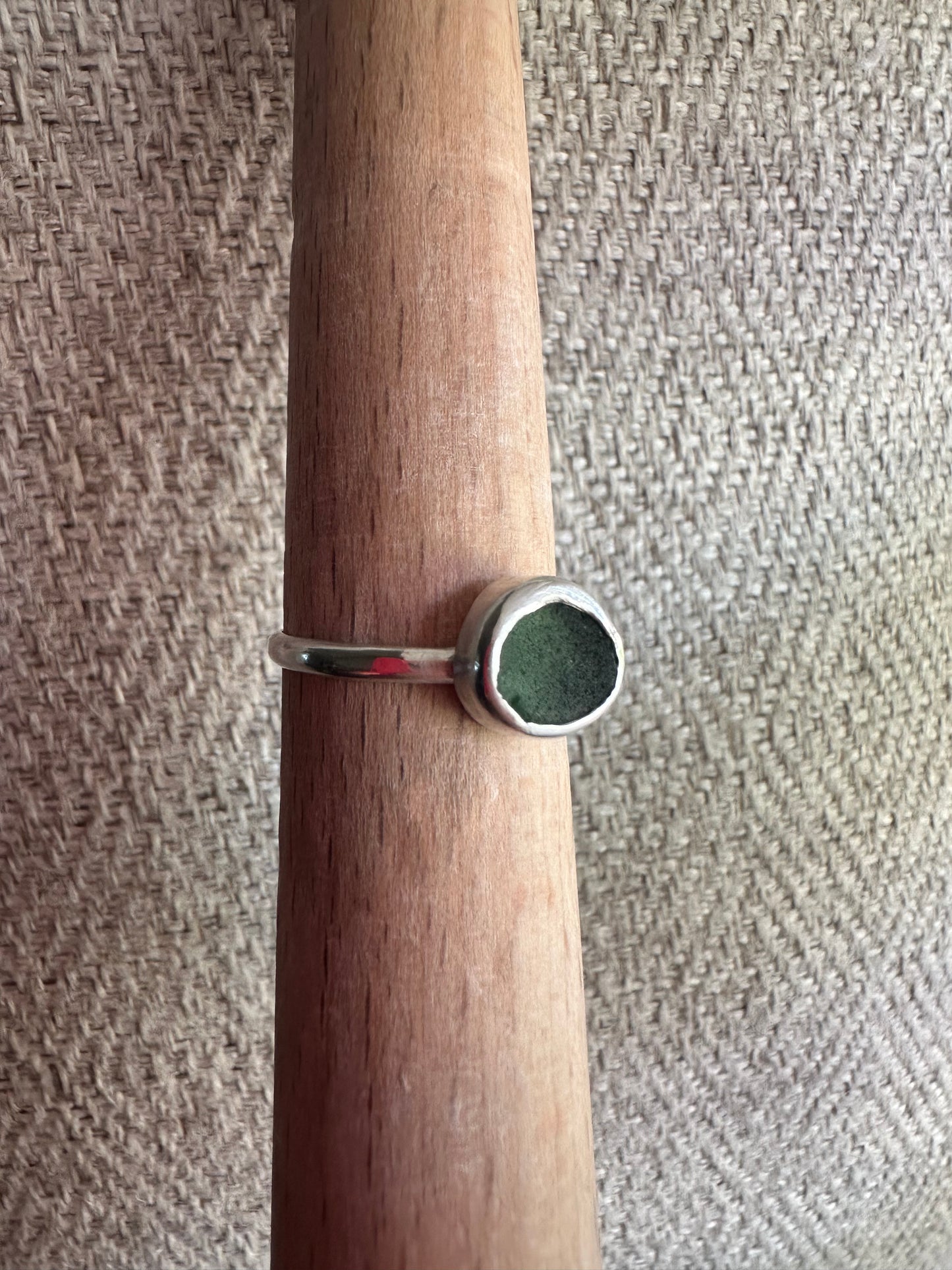 Dark Green Sea Glass Ring