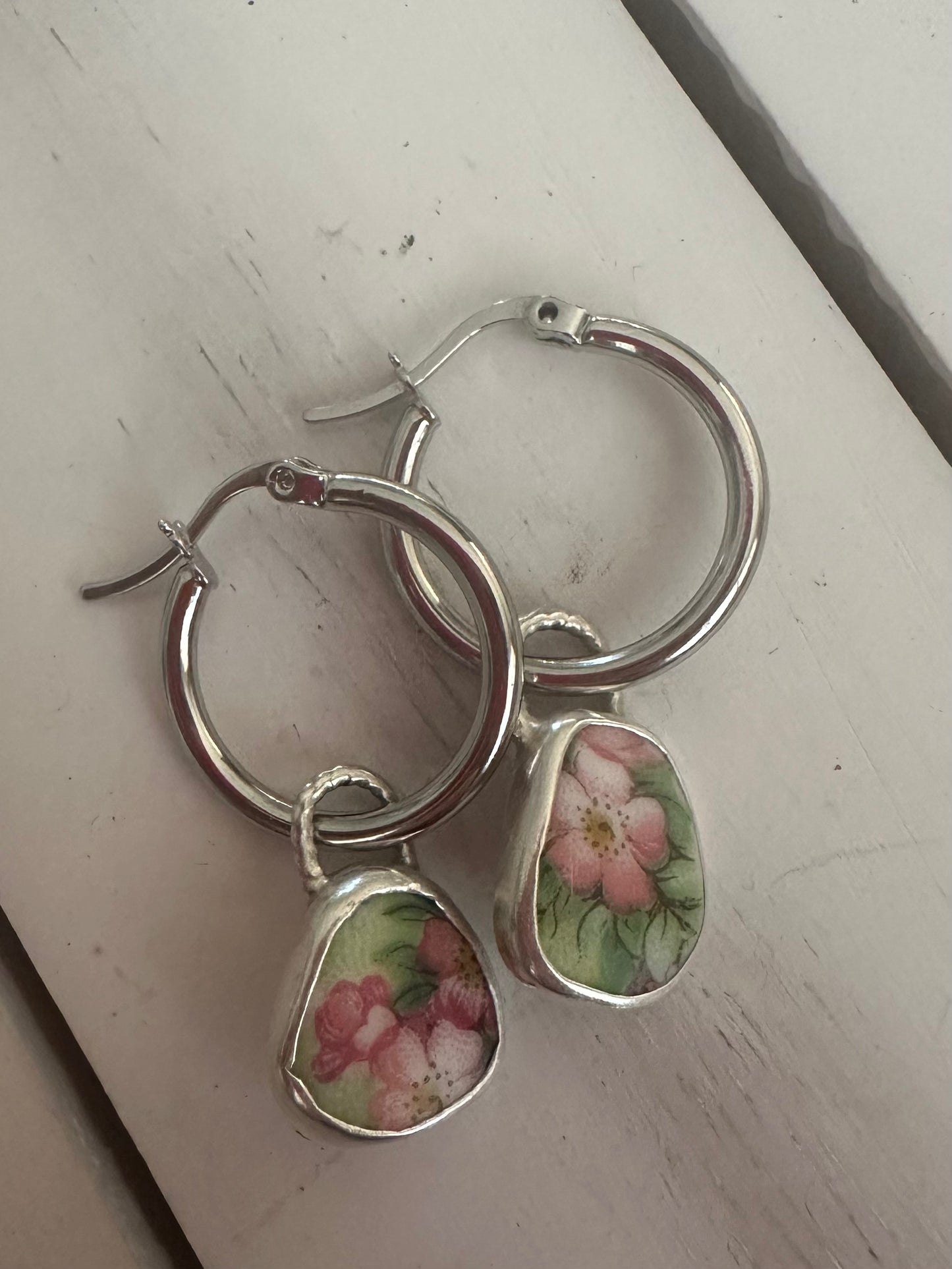 Flower Vintage china earrings