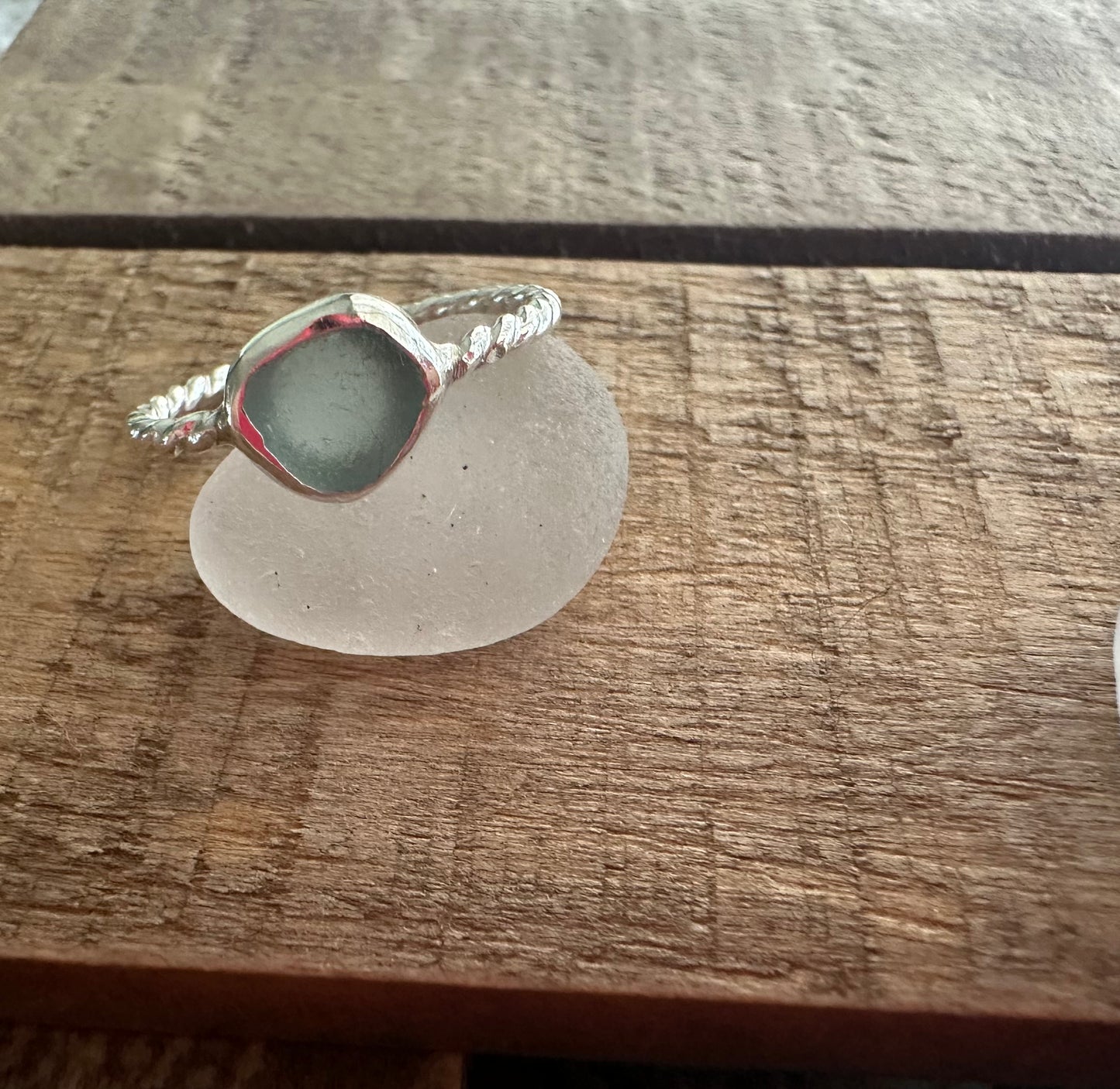 Light blue Seaglass twist ring