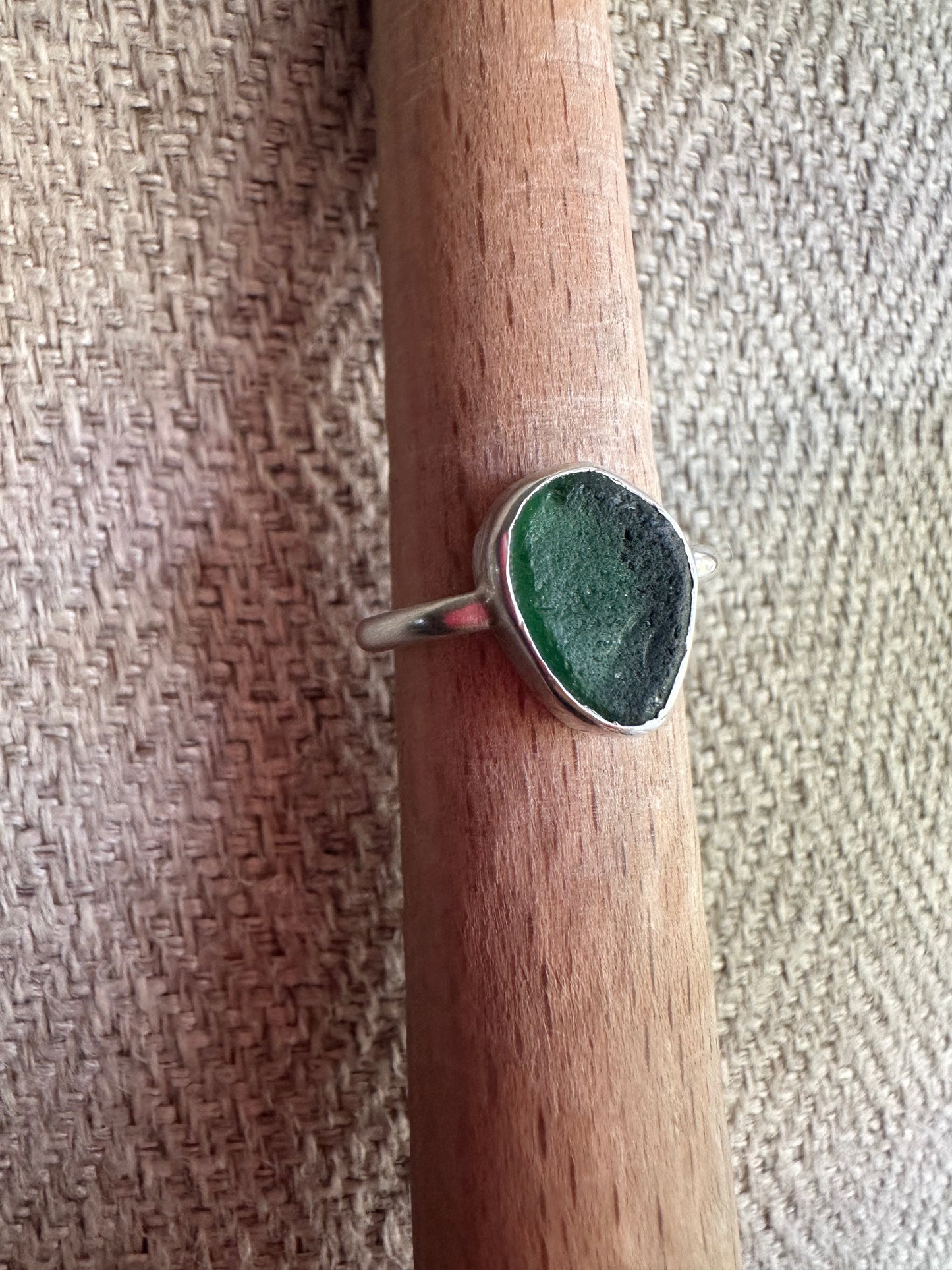 Dark Green Sea Glass Ring