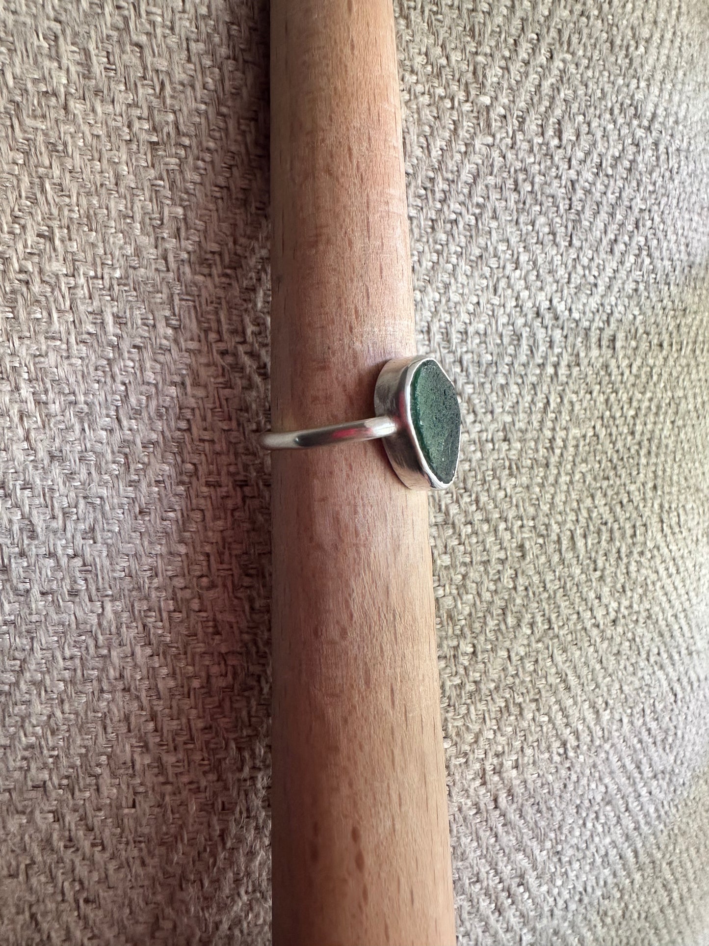 Dark Green Sea Glass Ring