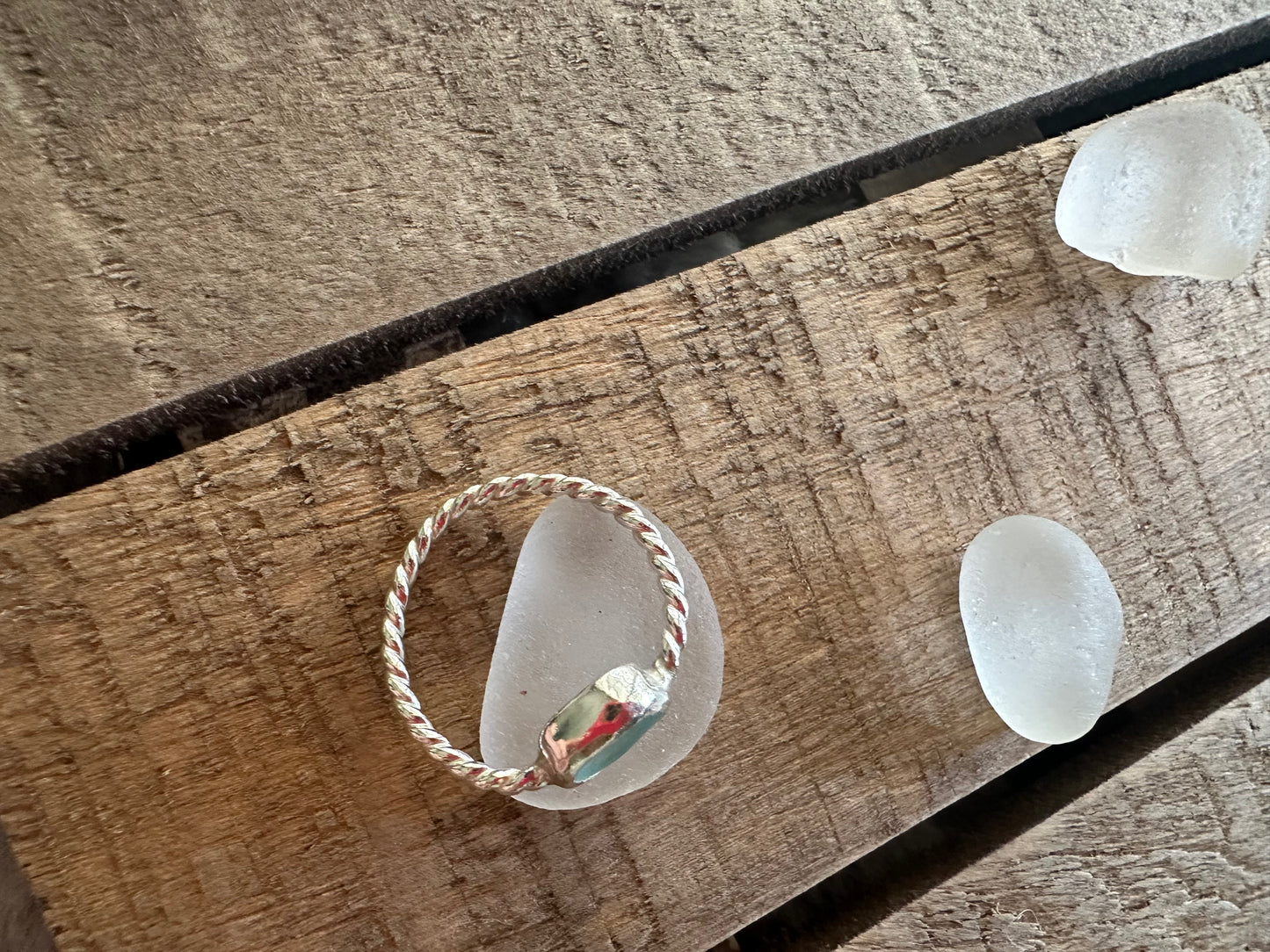 Light blue Seaglass twist ring