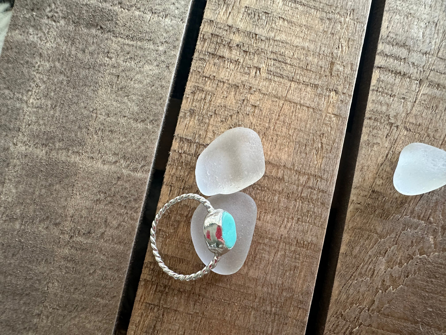 Teal milk glass ring