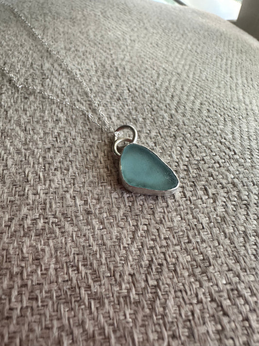 Blue seafoam seaglass pendant (chain not included)