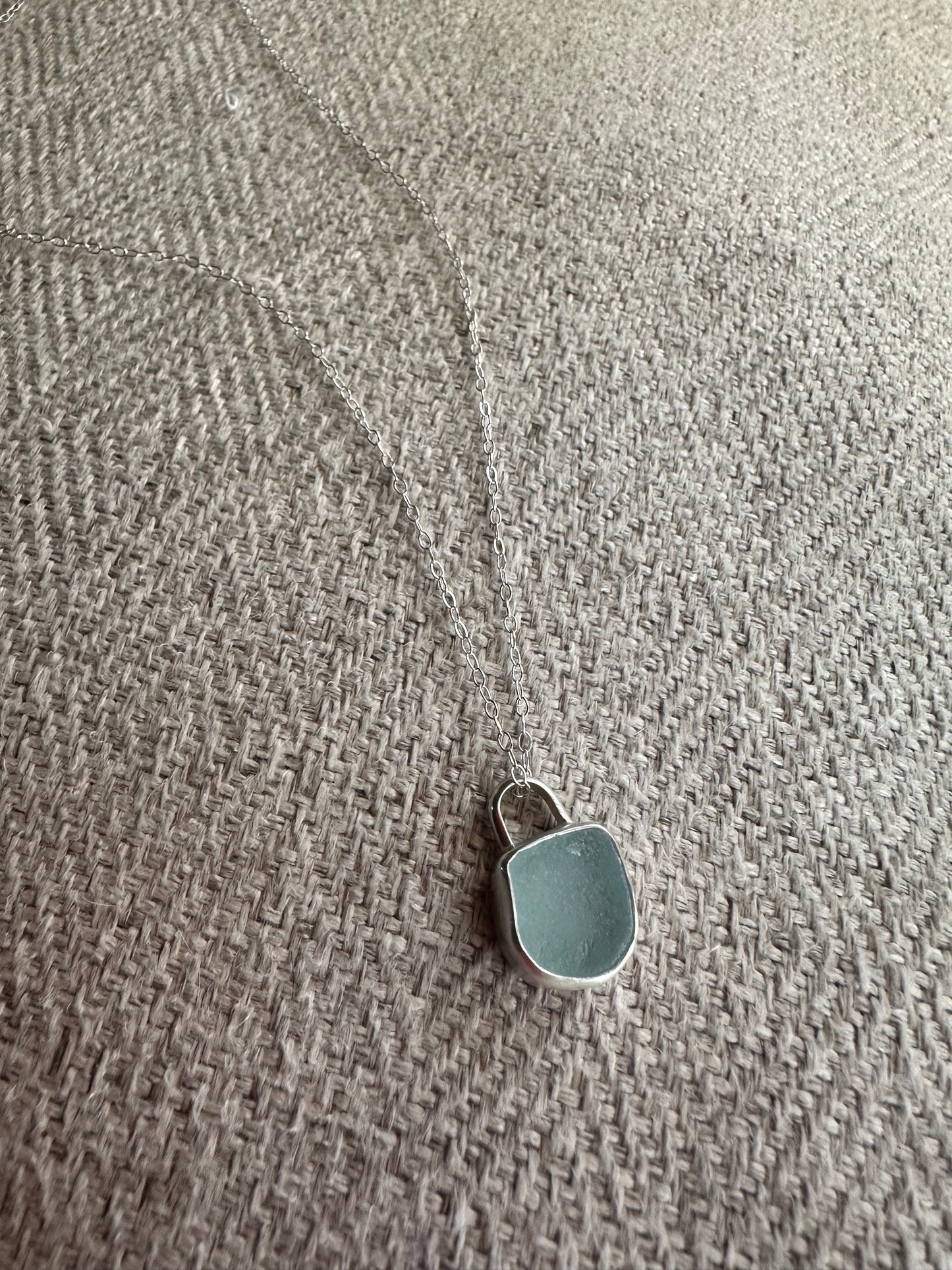 Blue seafoam seaglass pendant (chain not included)