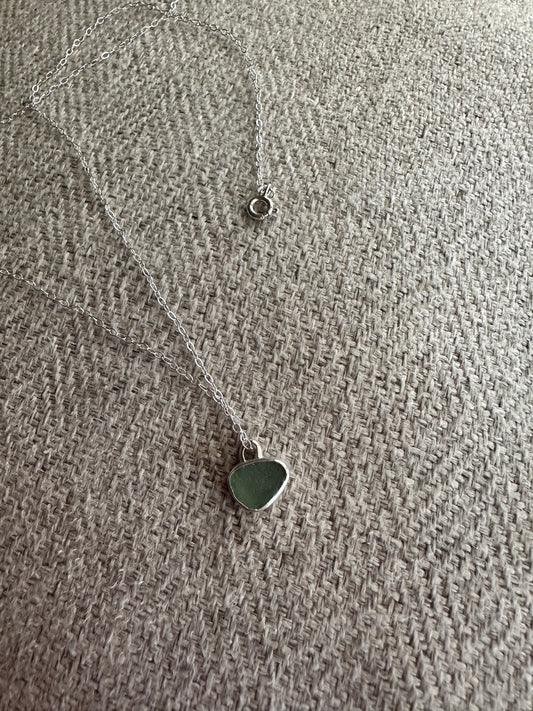 Dainty seafoam Seaglass pendant (chain not included)