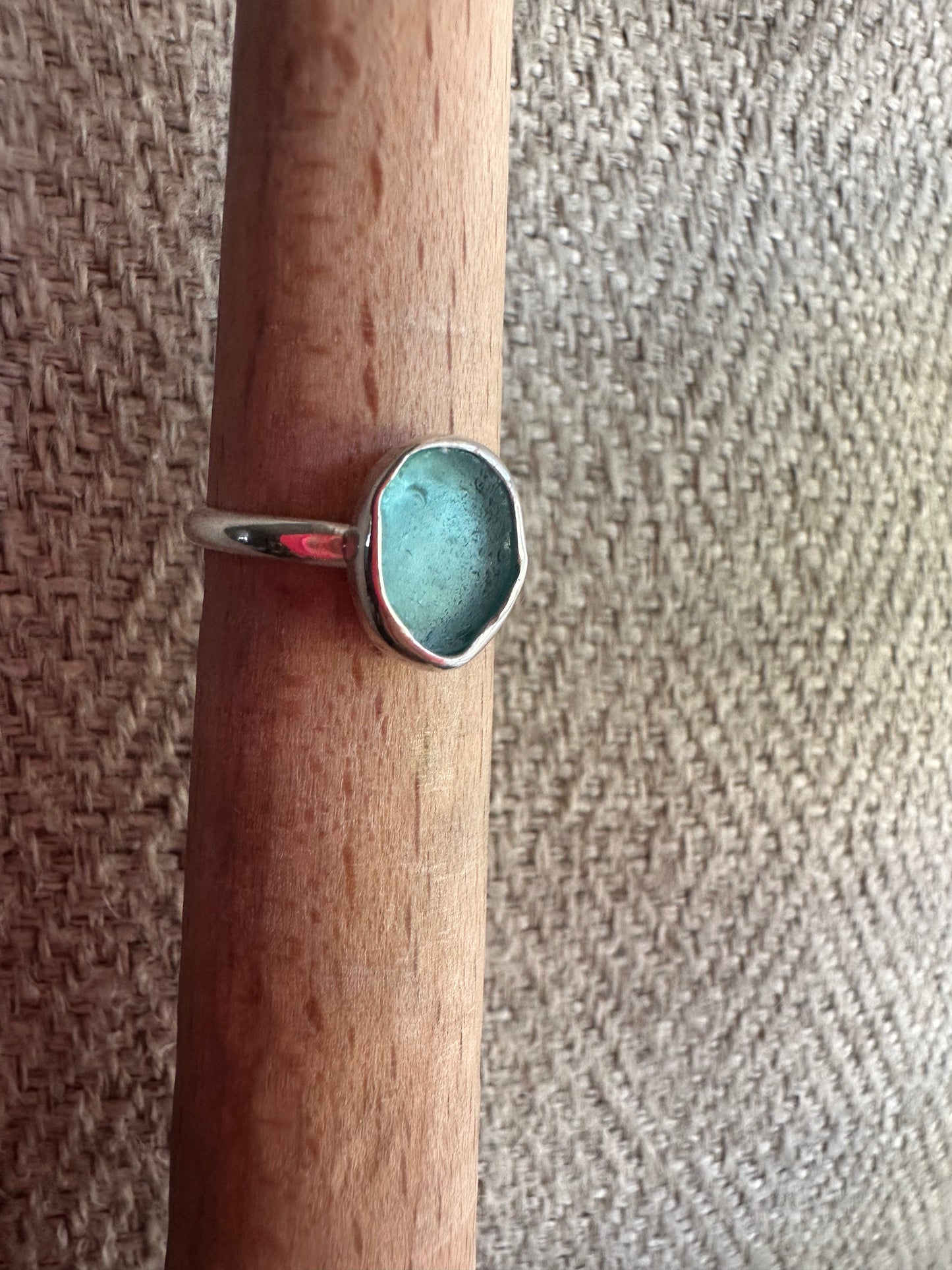 Seafoam Blue Sea Glass Ring