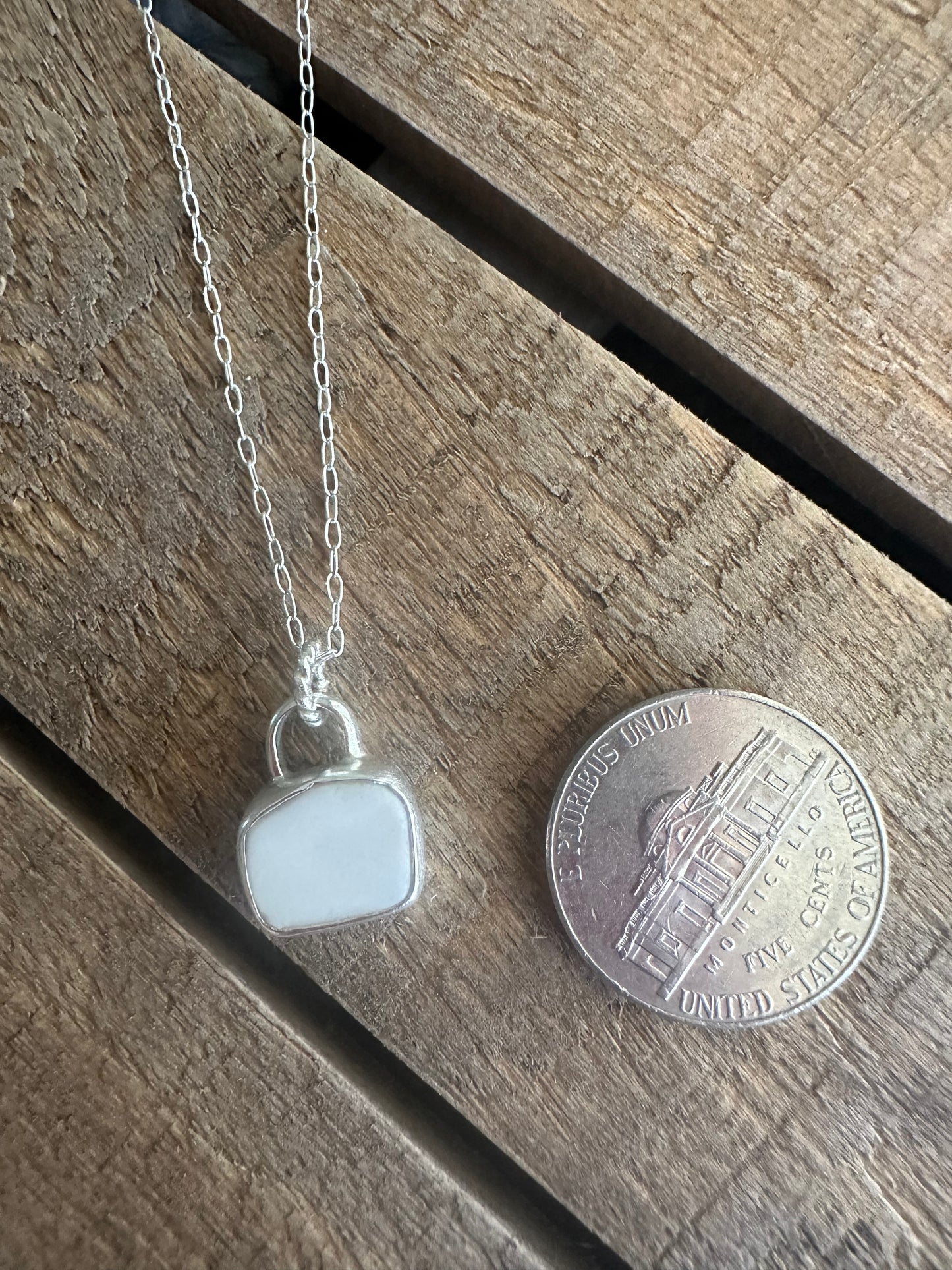 Milk white seaglass pendant
