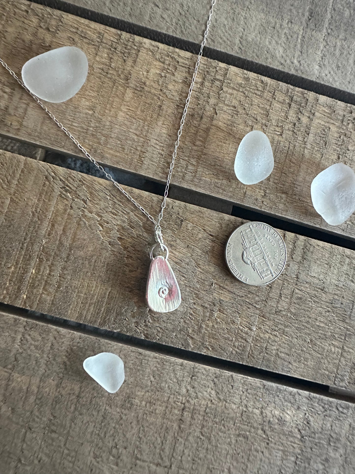 Classy white seaglass pendant